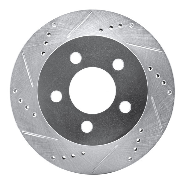 R1 99-06 Jeep Cherokee Front Left Drilled & Slotted Silver Brake Rotor - 631-42026L