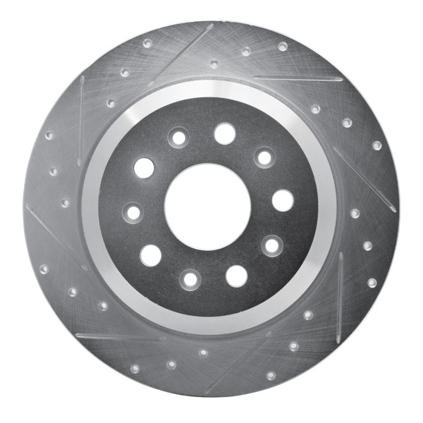 R1 18-25 Jeep Wrangler Rear Left Drilled & Slotted Silver Brake Rotor - 631-42042L