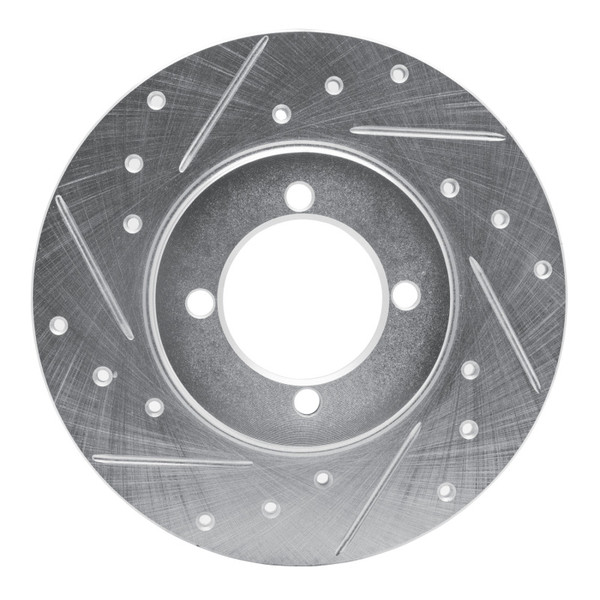 R1 74-87 Dodge COLT Front Left Drilled & Slotted Silver Brake Rotor - 631-43000L