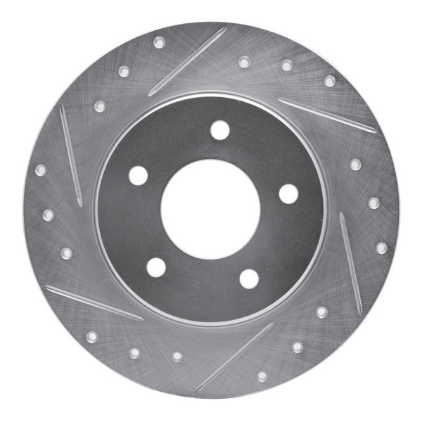 R1 94-99 Buick Regal Rear Left Drilled & Slotted Silver Brake Rotor - 631-45006L