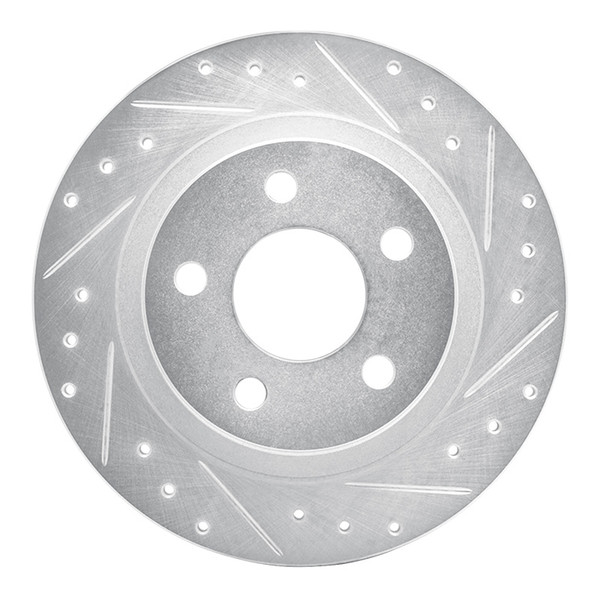 R1 98-05 Buick Park Avenue Rear Right Drilled & Slotted Silver Brake Rotor - 631-45009R