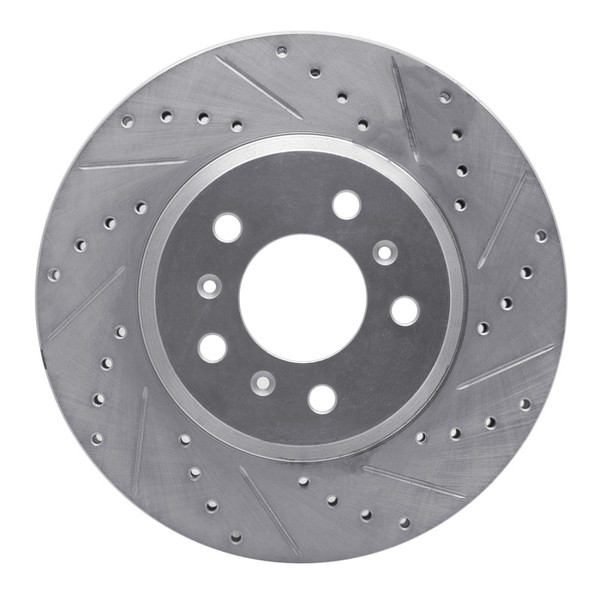 R1 06-16 Buick Lucerne Front Right Drilled & Slotted Silver Brake Rotor - 631-45012R