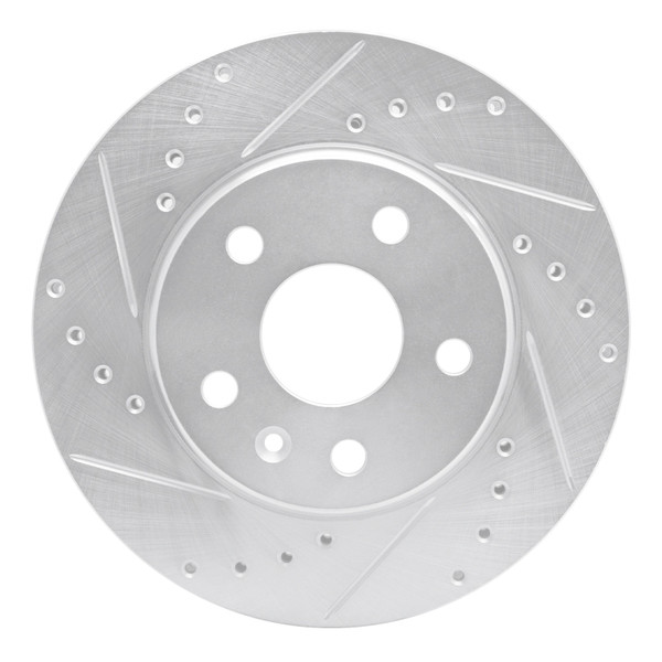 R1 11-16 Buick LaCrosse Front Left Drilled & Slotted Silver Brake Rotor - 631-45014L