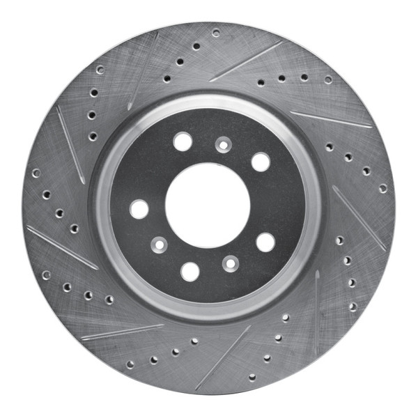 R1 06-16 Buick Allure Front Left Drilled & Slotted Silver Brake Rotor - 631-46022L