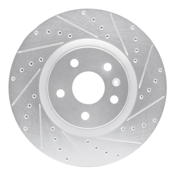 R1 08-17 Cadillac CTS Front Right Drilled & Slotted Silver Brake Rotor - 631-46027R