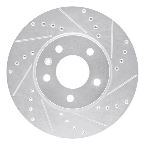 R1 13-25 Cadillac ATS Front Right Drilled & Slotted Silver Brake Rotor - 631-46033R