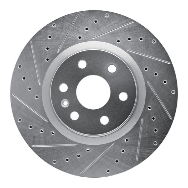 R1 10-16 Cadillac SRX Front Left Drilled & Slotted Silver Brake Rotor - 631-46046L