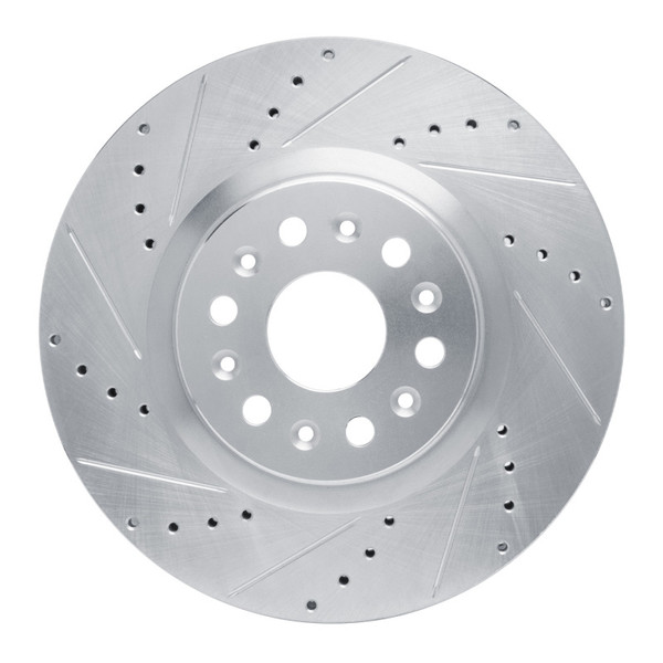R1 17-25 Buick Enclave Front Left Drilled & Slotted Silver Brake Rotor - 631-46047L