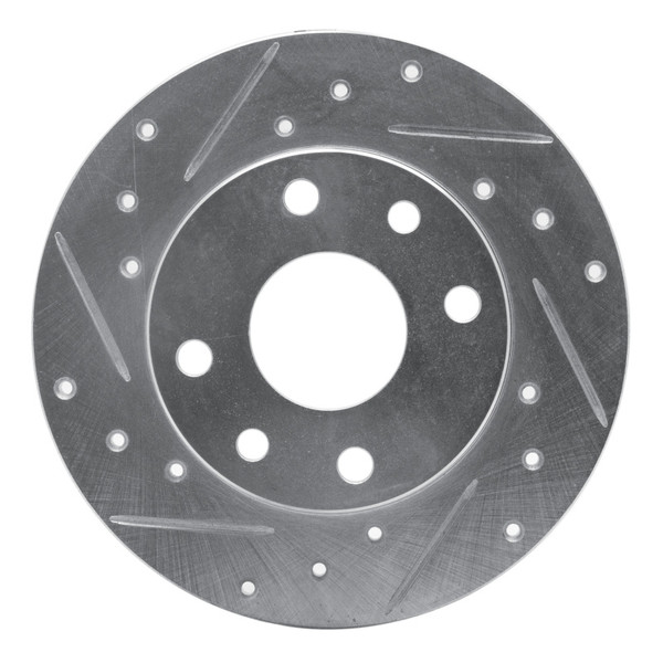 R1 85-89 Chevrolet SPECTRUM Front Left Drilled & Slotted Silver Brake Rotor - 631-47001L