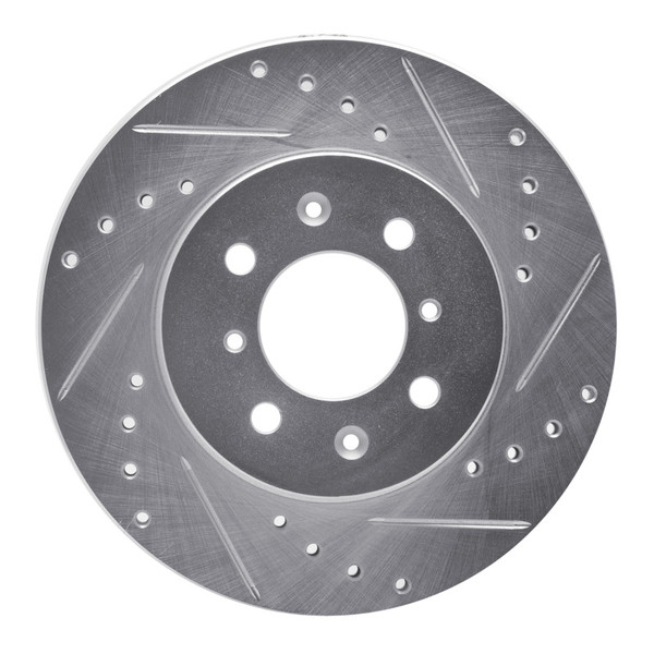 R1 85-93 Chevrolet SPECTRUM Front Right Drilled & Slotted Silver Brake Rotor - 631-47002R