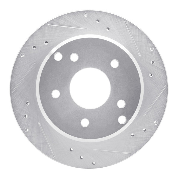 R1 84-87 Chevrolet Corvette Rear Right Drilled & Slotted Silver Brake Rotor - 631-47016R