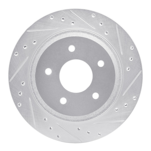 R1 88-94 Chevrolet Corvette Front Right Drilled & Slotted Silver Brake Rotor - 631-47021R