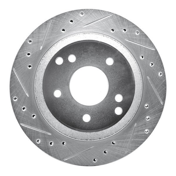 R1 88-96 Chevrolet Corvette Rear Left Drilled & Slotted Silver Brake Rotor - 631-47022L