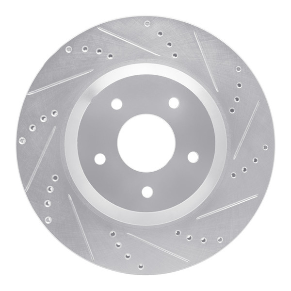 R1 88-96 Chevrolet Corvette Left Front Drilled & Slotted Silver Brake Rotor - 631-47023D