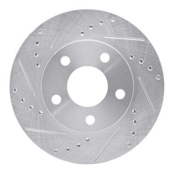 R1 90-97 Buick Park Avenue Front Left Drilled & Slotted Silver Brake Rotor - 631-47026L