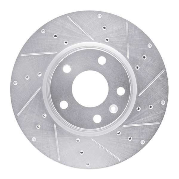 R1 14-19 Chevrolet Corvette Front Right Drilled & Slotted Silver Brake Rotor - 631-47050R