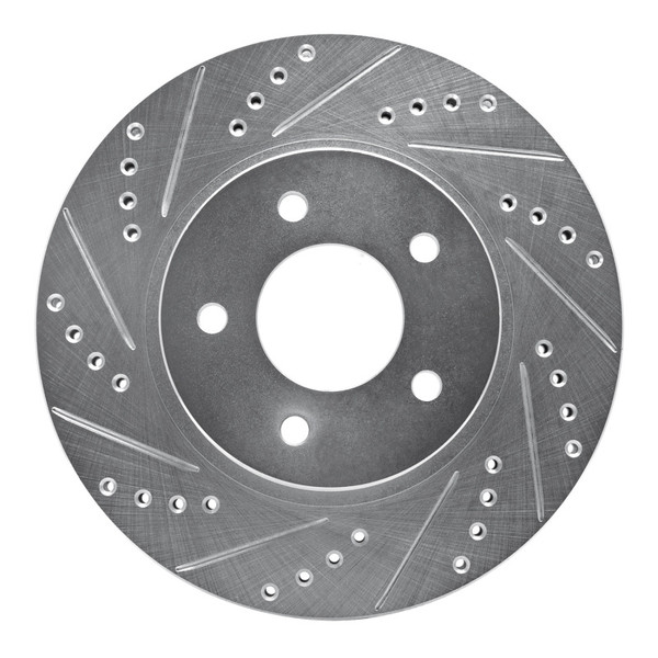 R1 02-07 Chevrolet Equinox Front Left Drilled & Slotted Silver Brake Rotor - 631-47063L