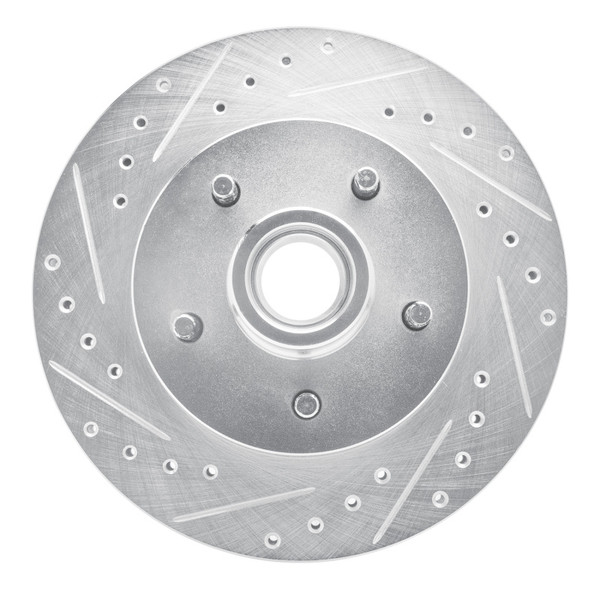 R1 1969-1996 Buick Riviera Front Left Drilled & Slotted Silver Brake Rotor - 631-47065L