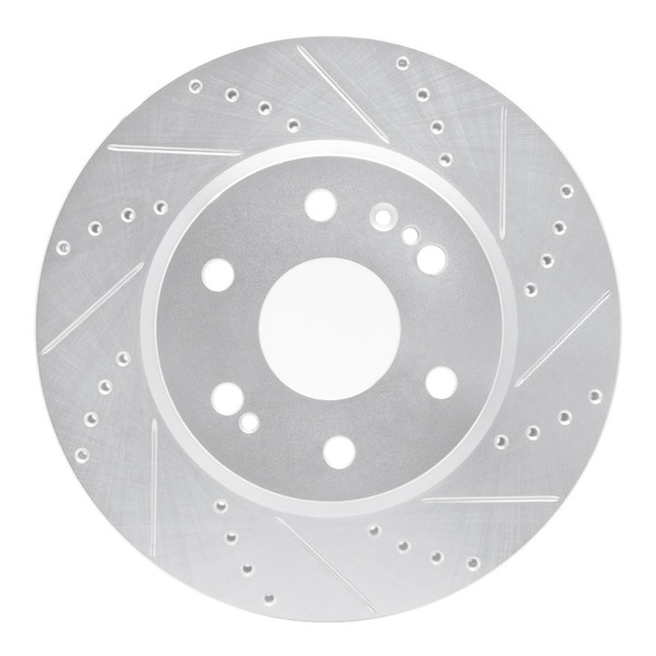 R1 2019-2026 Cadillac Vistiq Front Right Drilled & Slotted Silver Brake Rotor - 631-47080R