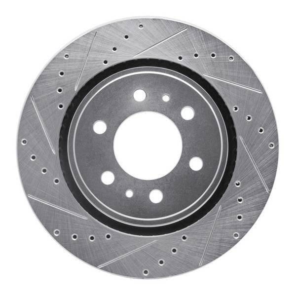 R1 19-25 Cadillac Escalade Front Left Drilled & Slotted Silver Brake Rotor - 631-47086L