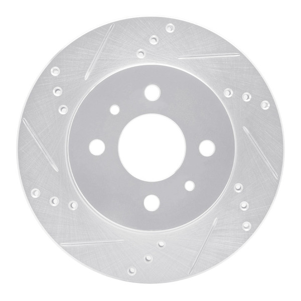 R1 91-02 Saturn SC Front Left Drilled & Slotted Silver Brake Rotor - 631-53001L
