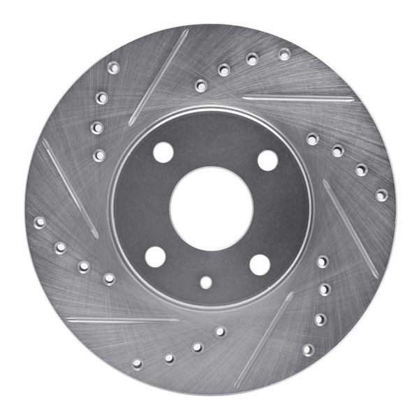 R1 1990-2003 Ford Escort Front Left Drilled & Slotted Silver Brake Rotor - 631-54002L