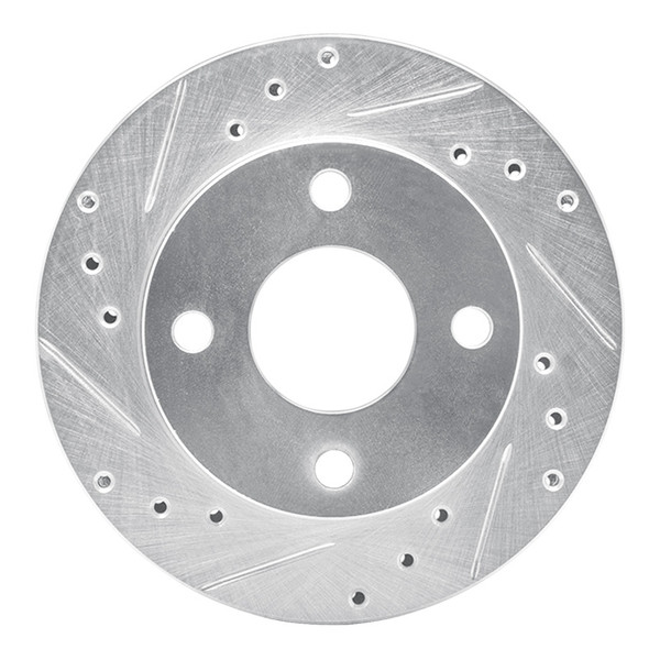 R1 81-94 Ford Escort Front Left Drilled & Slotted Silver Brake Rotor - 631-54007L