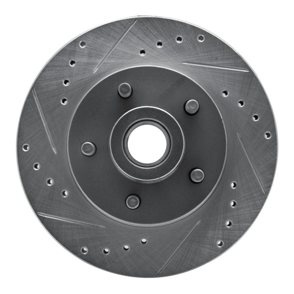 R1 74-79 Ford Gran Torino Front Left Drilled & Slotted Silver Brake Rotor - 631-54013L