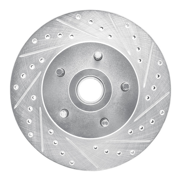 R1 1974-1980 Ford Granada Front Right Drilled & Slotted Silver Brake Rotor - 631-54014R