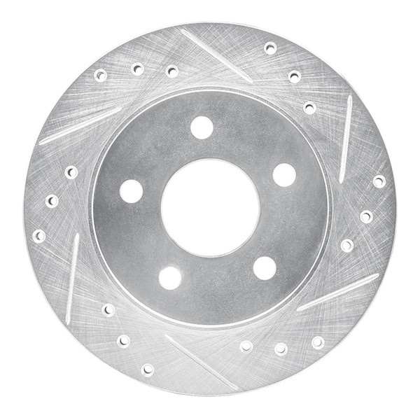 R1 93-98 Ford Thunderbird Rear Right Drilled & Slotted Silver Brake Rotor - 631-54031R
