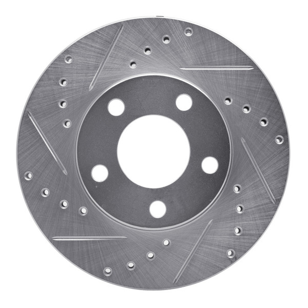 R1 94-04 Ford Mustang Front Left Drilled & Slotted Silver Brake Rotor - 631-54033L