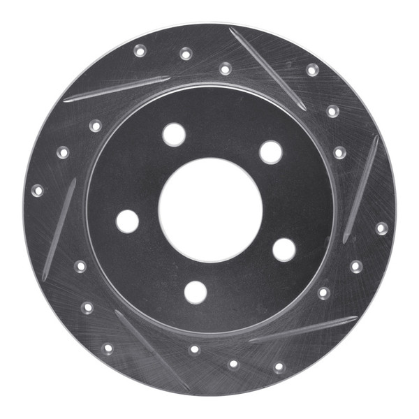 R1 94-04 Ford Mustang Rear Right Drilled & Slotted Silver Brake Rotor - 631-54034R