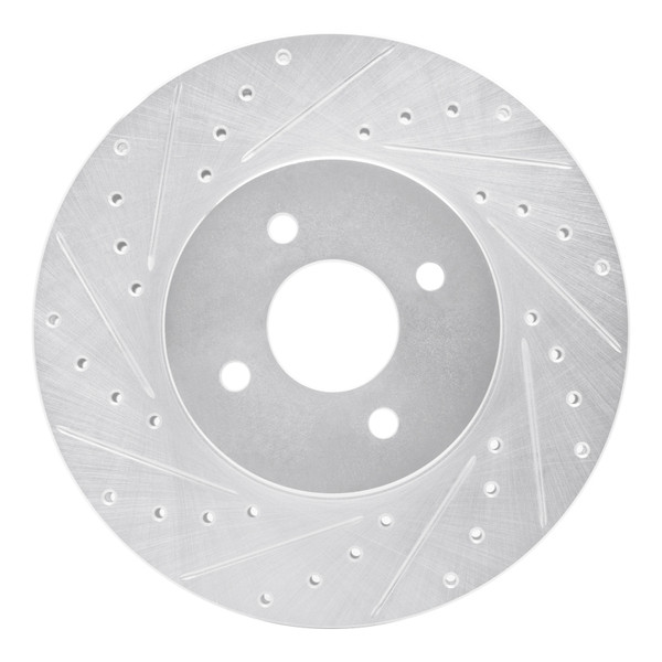 R1 02-04 Ford Focus Front Left Drilled & Slotted Silver Brake Rotor - 631-54050L
