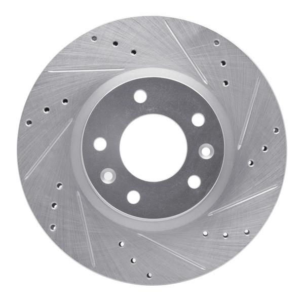 R1 06-13 Ford Fusion Front Right Drilled & Slotted Silver Brake Rotor - 631-54059R
