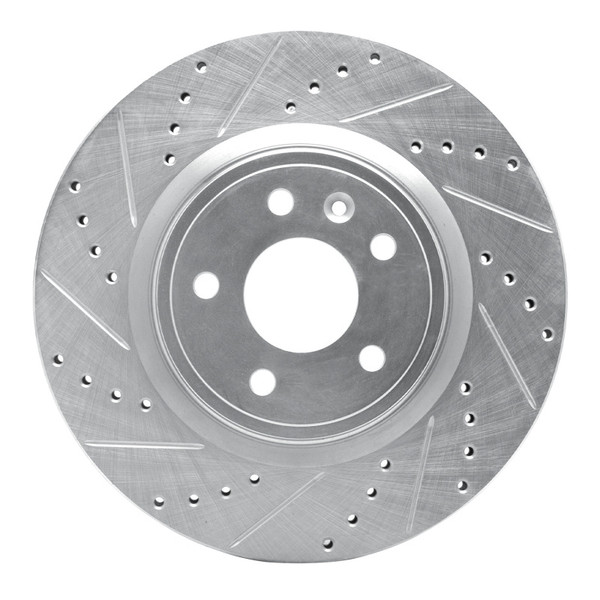 R1 11-19 Ford Explorer Front Left Drilled & Slotted Silver Brake Rotor - 631-54094L
