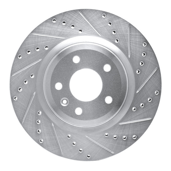 R1 11-19 Ford Flex Front Right Drilled & Slotted Silver Brake Rotor - 631-54094R