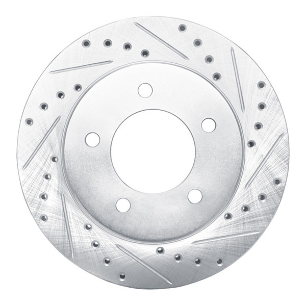 R1 97-02 Ford Expedition Front Right Drilled & Slotted Silver Brake Rotor - 631-54176R