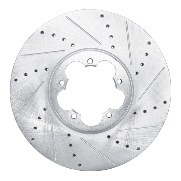 R1 14-19 Ford Transit-150 Front Right Drilled & Slotted Silver Brake Rotor - 631-54232R