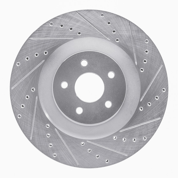 R1 16-18 Ford Focus Front Right Drilled & Slotted Silver Brake Rotor - 631-54261R