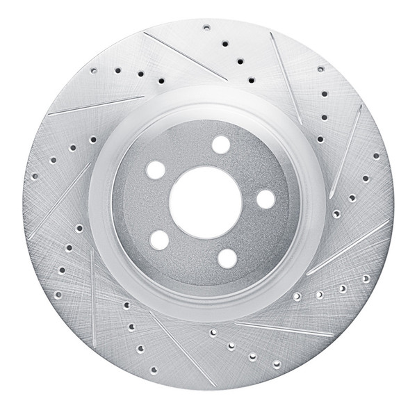R1 19-24 Ford Edge Front Right Drilled & Slotted Silver Brake Rotor - 631-54274R
