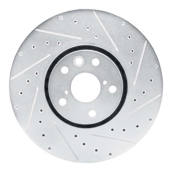 R1 20-22 Ford Mustang Right Front Drilled & Slotted Silver Brake Rotor - 631-54291D