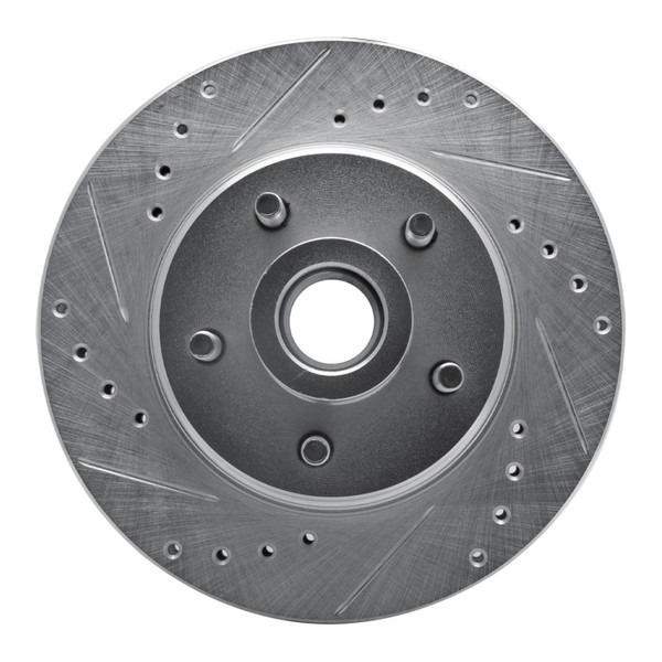 R1 87-92 Lincoln Mark VII Front Left Drilled & Slotted Silver Brake Rotor - 631-55000L