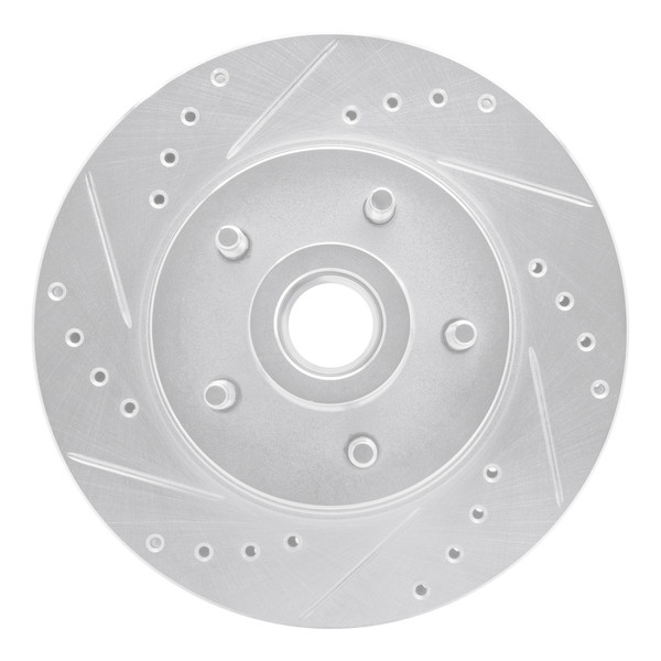 R1 84-87 Lincoln Mark VII Front Left Drilled & Slotted Silver Brake Rotor - 631-55001L