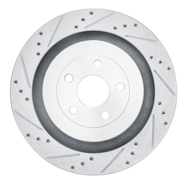 R1 2019-2024 Ford Edge Rear Left Drilled & Slotted Silver Brake Rotor - 631-55010L