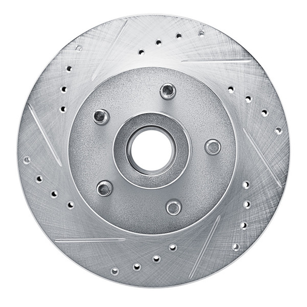 R1 72-73 Ford Gran Torino Front Left Drilled & Slotted Silver Brake Rotor - 631-56004L