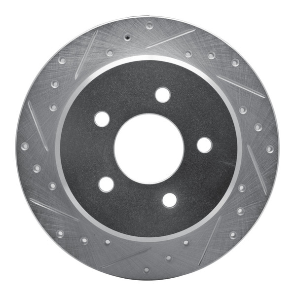R1 91-95 Ford Crown Victoria Rear Left Drilled & Slotted Silver Brake Rotor - 631-56010L