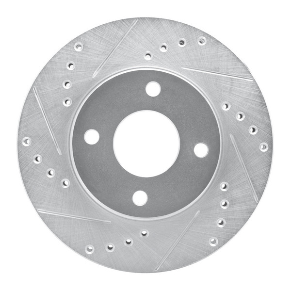 R1 95-04 Ford CONTOUR Front Left Drilled & Slotted Silver Brake Rotor - 631-56013L