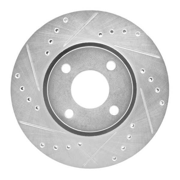 R1 98-04 Ford CONTOUR Front Left Drilled & Slotted Silver Brake Rotor - 631-56017L