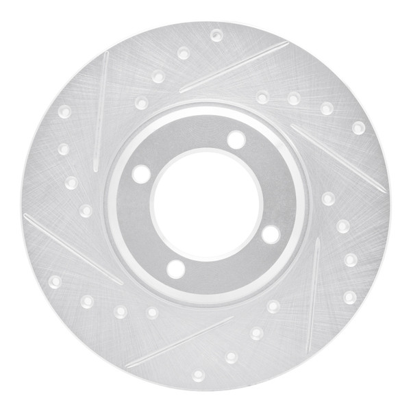 R1 63-86 Ford Cortina Front Left Drilled & Slotted Silver Brake Rotor - 631-56018L
