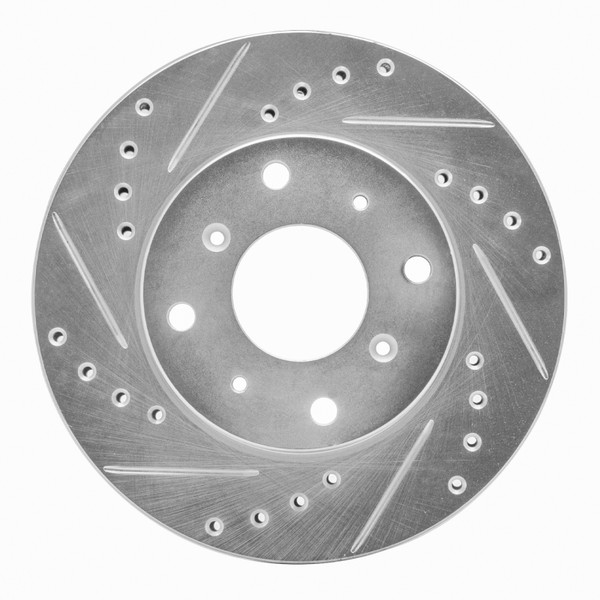 R1 86-87 Acura Legend Front Left Drilled & Slotted Silver Brake Rotor - 631-58001L